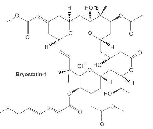 항암물질 브라이오스태틴과 이끼벌레 화학구조 의 사진