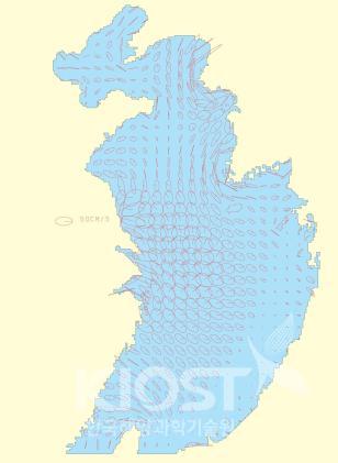 수치모형으로 계산된 황해의 조류타원 의 사진