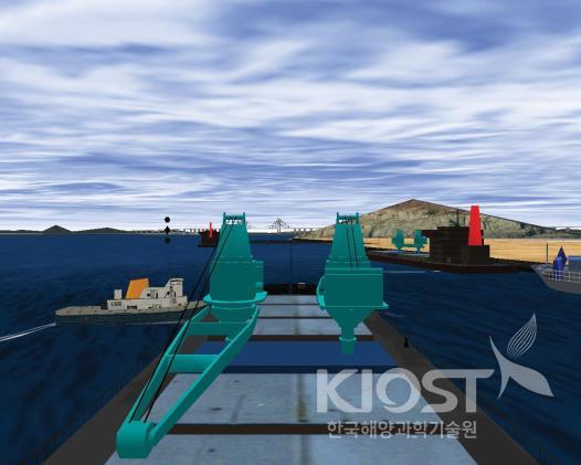 5만 DWT급 일반화물선의 입항 시뮬레이션 장면 의 사진