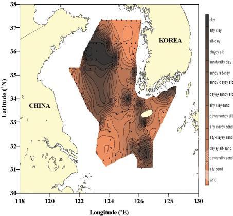Surface sediment distribution in the Yellow Sea 의 사진