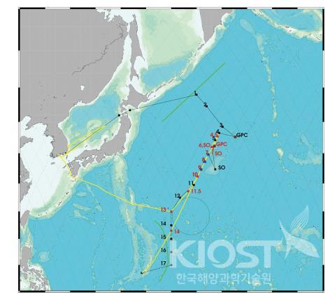 이사부호 활용 북서태평양 쿠로시오 확장역 관측 정점도 의 사진