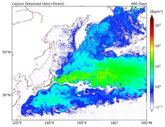 후쿠시마 사고에 의한 세슘의 해수 표층 확산 시뮬레이션 의 사진