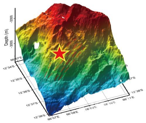탐사구역 4의 OCC 구조에서 확인된 해저열수광산체 해저면 의 사진